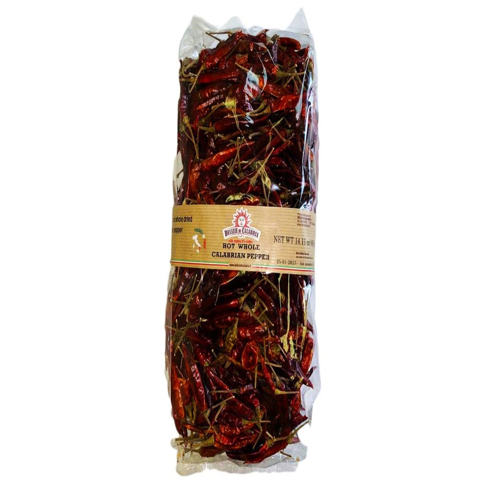 Hot Whole Calabrian Peppers | Hot whole dried peppers | Delizie De Calabria | 400 Grams