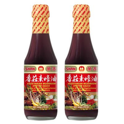 Wan Ja Shan Vegetarian Mushroom Oyster Sauce, 10 fl. oz. VEGAN. NON-GMO. NO MSG ADDED. 100% Naturally Brewed. No Chemical Soy Sauce.No Caramel Coloring. (10oz Pack of 2)