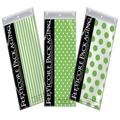 Flexicore Packaging | Pin Stripe & Polka Dot Gift Wrap Tissue Paper | Size: 15 Inch X 20 Inch | Count: 150 Sheets | Color: Bright Green | DIY Craft, Art, Wrapping, Decorations
