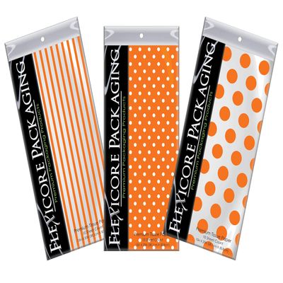 Flexicore Packaging | Pin Stripe & Polka Dot Gift Wrap Tissue Paper | Size: 15 Inch X 20 Inch | Count: 300 Sheets | Color: Orange | DIY Craft, Art, Wrapping, Decorations