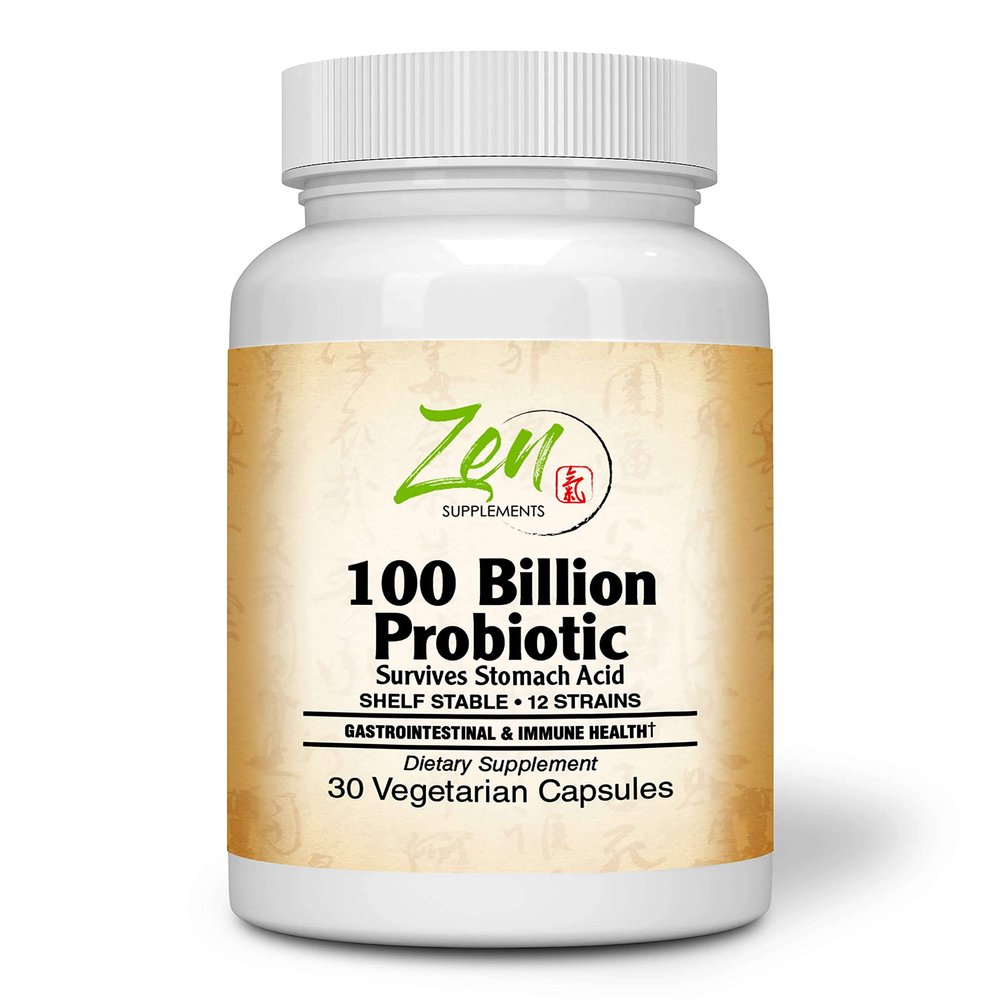 100 Billion Probiotic CFU with 12 Strains 30-Vegcaps - Sustained Release Technology, Resist Stomach Acid, Shelf Stable - Support for Healthy Digestion & Intestinal Ecology Favorable Intestinal Flora