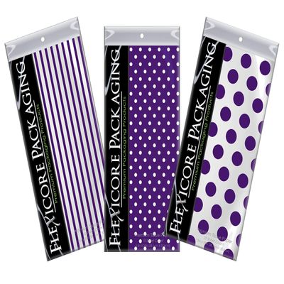 Flexicore Packaging | Pin Stripe & Polka Dot Gift Wrap Tissue Paper | Size: 15 Inch X 20 Inch | Count: 300 Sheets | Color: Purple | DIY Craft, Art, Wrapping, Decorations