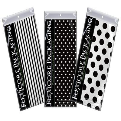 Flexicore Packaging | Pin Stripe & Polka Dot Gift Wrap Tissue Paper | Size: 15 Inch X 20 Inch | Count: 300 Sheets | Color: Black | DIY Craft, Art, Wrapping, Decorations