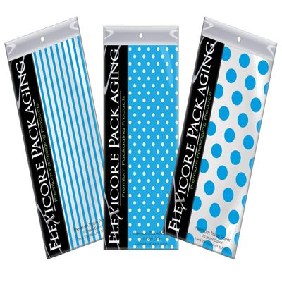 Flexicore Packaging | Pin Stripe & Polka Dot Gift Wrap Tissue Paper | Size: 15 Inch X 20 Inch | Count: 150 Sheets | Color: Turquoise | DIY Craft, Art, Wrapping, Decorations