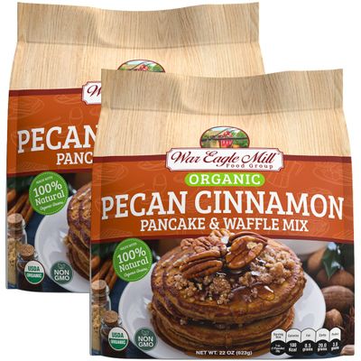 War Eagle Mill Organic Pecan Cinnamon Whole Grain Pancake & Waffle Mix, 22 oz Bag (2 Pack)