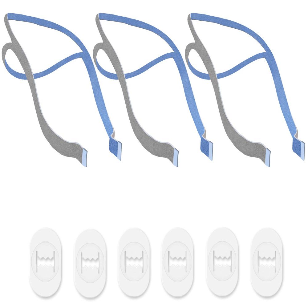 Replacement Headgear Compatible with P10 Nasal Pillow Mask Straps Included 3 Super Elastic Straps and 6 Adjustment Clips(3 Pack)