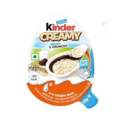 Kinder Creamy Pack of 24 Milky and Cocoa Chocolate with Extruded Rice, 456 g