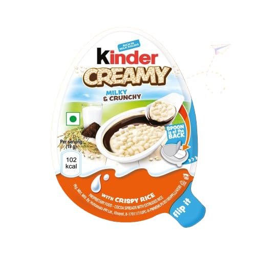 Kinder Creamy Pack of 24 Milky and Cocoa Chocolate with Extruded Rice, 456 g