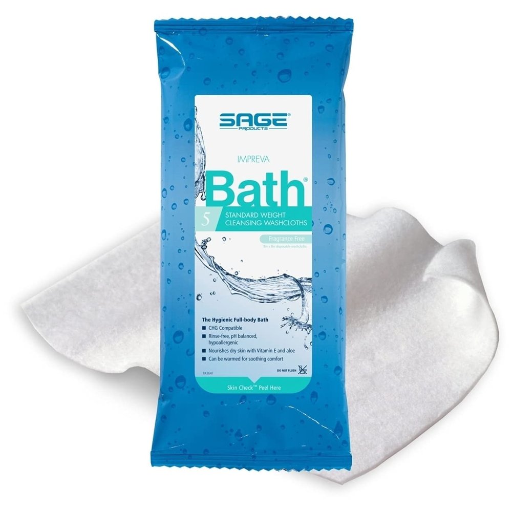 Rinse-Free Bath Wipe Impreva Bath Soft Pack Aloe Unscented 5 Count