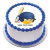Baseball batter or hitter player emoticon - Edible Cake Topper - 7.5" round view 2