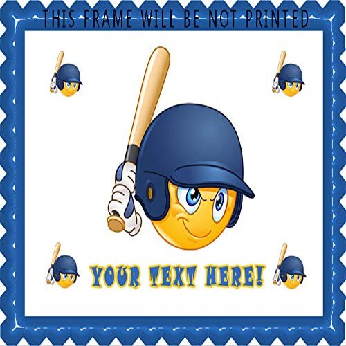 Baseball batter or hitter player emoticon - Edible Cake Topper - 7.5" x 10" (1/4 sheet) rectangular