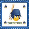 Baseball batter or hitter player emoticon - Edible Cake Topper - 7.5" x 10" (1/4 sheet) rectangular view 1