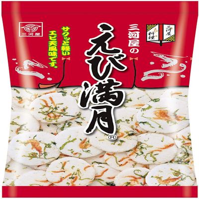 MIKAWAYA Ebi Mangetsu - Shrimp Full Moon Potato Crackers 2.65 oz. (75 g) (Pack of 4) - MADE IN JAPAN