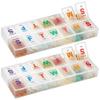 Large Weekly Pill Organizer - 2 Pack AM PM Pill Box - XL 7 Day Pill Organizer for Medication, Pills, Supplements with Braille, Bright, Easy to Read view 1