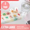 Large Weekly Pill Organizer - 2 Pack AM PM Pill Box - XL 7 Day Pill Organizer for Medication, Pills, Supplements with Braille, Bright, Easy to Read view 3
