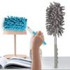 2PCS Telescopic Bendable Microfiber Hand Duster with Extendable Pole and Washable Duster Head Cleaning Brush Perfect for Office/Home/Car (Blue+Gray) view 1