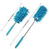2PCS Telescopic Bendable Microfiber Hand Duster with Extendable Pole and Washable Duster Head Cleaning Brush Perfect for Office/Home/Car (Blue+Gray) view 2