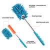 2PCS Telescopic Bendable Microfiber Hand Duster with Extendable Pole and Washable Duster Head Cleaning Brush Perfect for Office/Home/Car (Blue+Gray) view 4