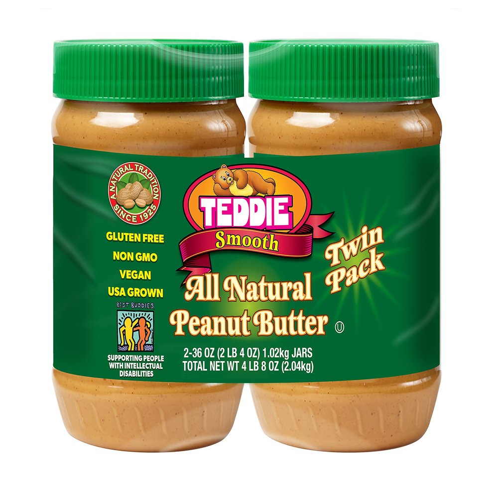 TEDDIE All Natural Peanut Butter, Smooth, 36oz (Pack of 2), 72 Ounce (Pack of 1)