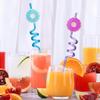 24 Reusable Donut Straws for Birthday Party Supplies | Party Favors with 2 Cleaning Brush view 3