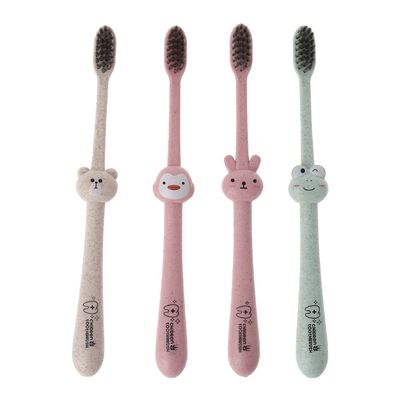 Youngy Baby Toothbrush, Baby Toothbrush Natural Wheat Straw Cartoon Toddler Kid Born Dental Oral Care