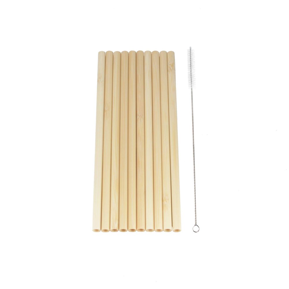 BambooMN Reusable Bamboo Drinking Straws - Eco Friendly Plastic Alternative - Thick - 7.87" - 100 pcs