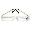 +2.00 Reading Glasses - Rectangle Glasses Gold with Black Tips view 1