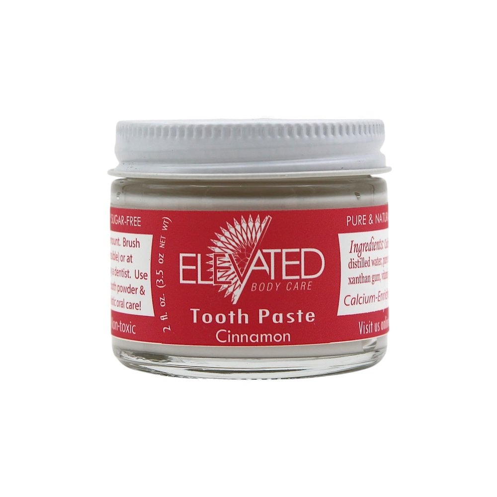 Elevated All Natural Fluoride Free Toothpaste with Xylitol - SLS Free Vegan Toothpaste - Glass Jar - 4 Flavors - Made in USA (Cinnamon)