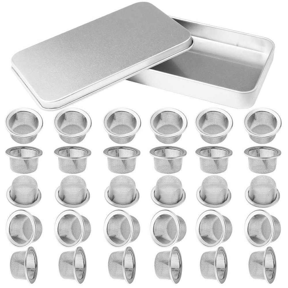 30pcs Pipe Screens Filters 1/2inch Pipe Screens Stainless Steel Metal Screen Filter for Pipes with Box Packed