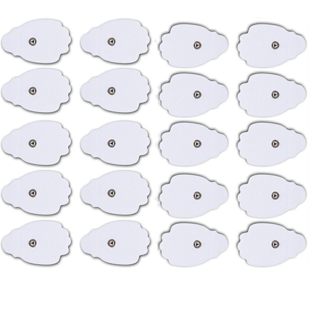 Belifu TENS Unit Electrode Pads Reusable Self-Adhesive Replacement Massage Pads Latex Free, Standard Connection Snap on 3.5mm Cable for Tens EMS Massager