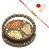 Ghasitaram Gifts Rakhi Gifts for Brothers Rakhi Dryfruits Foldable Basket of Almonds, Cashews and Pistachos with Pearl Rakhi view 1