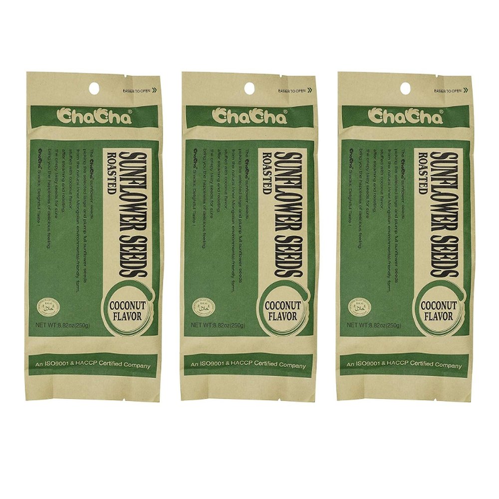 ChaCha Coconut Flavored Roasted Sunflower Seeds (3 Pack, Total of 750g)