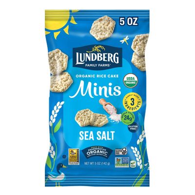 Lundberg Organic Rice Cake Minis, Original Sea Salt  Mini Rice Cakes, Healthy Snacks for Adults and Kids, Vegan Snacks, Gluten-Free, Healthy Food for Snacking & Dipping, 5 Oz