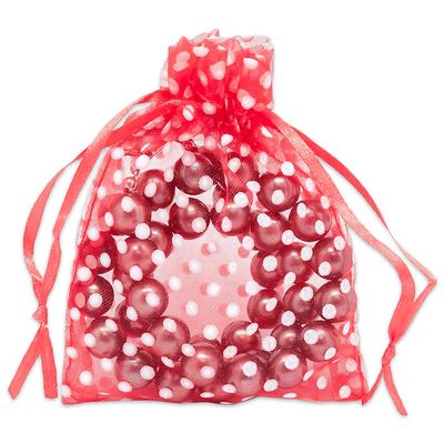 100-Pack 3x4 in Sheer Organza Gift Bags with Drawstring (Small) - Polka Dot (Red/White) - for Wedding Party Favors, Treats Mesh Pouch by The Display Guys