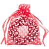 100-Pack 3x4 in Sheer Organza Gift Bags with Drawstring (Small) - Polka Dot (Red/White) - for Wedding Party Favors, Treats Mesh Pouch by The Display Guys view 1