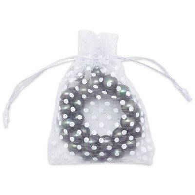 100-Pack 3x4 in Sheer Organza Gift Bags with Drawstring (Small) - Polka Dot (White/White) - for Wedding Party Favors, Treats Mesh Pouch by The Display Guys