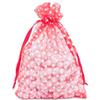 100-Pack 4x6 in Sheer Organza Gift Bags with Drawstring (Medium) - Polka Dot (Red/White) - for Wedding Party Favors, Treats Mesh Pouch by The Display Guys view 1