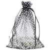 100-Pack 6x8 in Sheer Organza Gift Bags with Drawstring (Large) - Polka Dot (Black/White) - for Wedding Party Favors, Treats Mesh Pouch by The Display Guys view 1