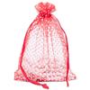 100-Pack 6x8 in Sheer Organza Gift Bags with Drawstring (Large) - Polka Dot (Red/White) - for Wedding Party Favors, Treats Mesh Pouch by The Display Guys view 1