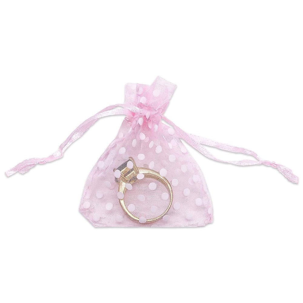 100-Pack 2x2.5 in Sheer Organza Gift Bags with Drawstring (X-Small) - Polka Dot (Pink/White) - for Wedding Party Favors, Treats Mesh Pouch by The Display Guys
