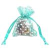 100-Pack 2x2.5 in Sheer Organza Gift Bags with Drawstring (X-Small) - Polka Dot (Teal/White) - for Wedding Party Favors, Treats Mesh Pouch by The Display Guys view 1
