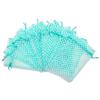 100-Pack 2x2.5 in Sheer Organza Gift Bags with Drawstring (X-Small) - Polka Dot (Teal/White) - for Wedding Party Favors, Treats Mesh Pouch by The Display Guys view 3