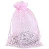 100-Pack 6x8 in Sheer Organza Gift Bags with Drawstring (Large) - Polka Dot (Pink/White) - for Wedding Party Favors, Treats Mesh Pouch by The Display Guys view 1