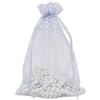 100-Pack 6x8 in Sheer Organza Gift Bags with Drawstring (Large) - Polka Dot (Silver/White) - for Wedding Party Favors, Treats Mesh Pouch by The Display Guys view 1