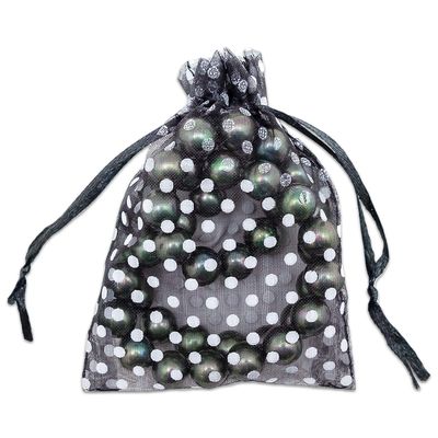 100-Pack 3x4 in Sheer Organza Gift Bags with Drawstring (Small) - Polka Dot (Black/White) - for Wedding Party Favors, Treats Mesh Pouch by The Display Guys