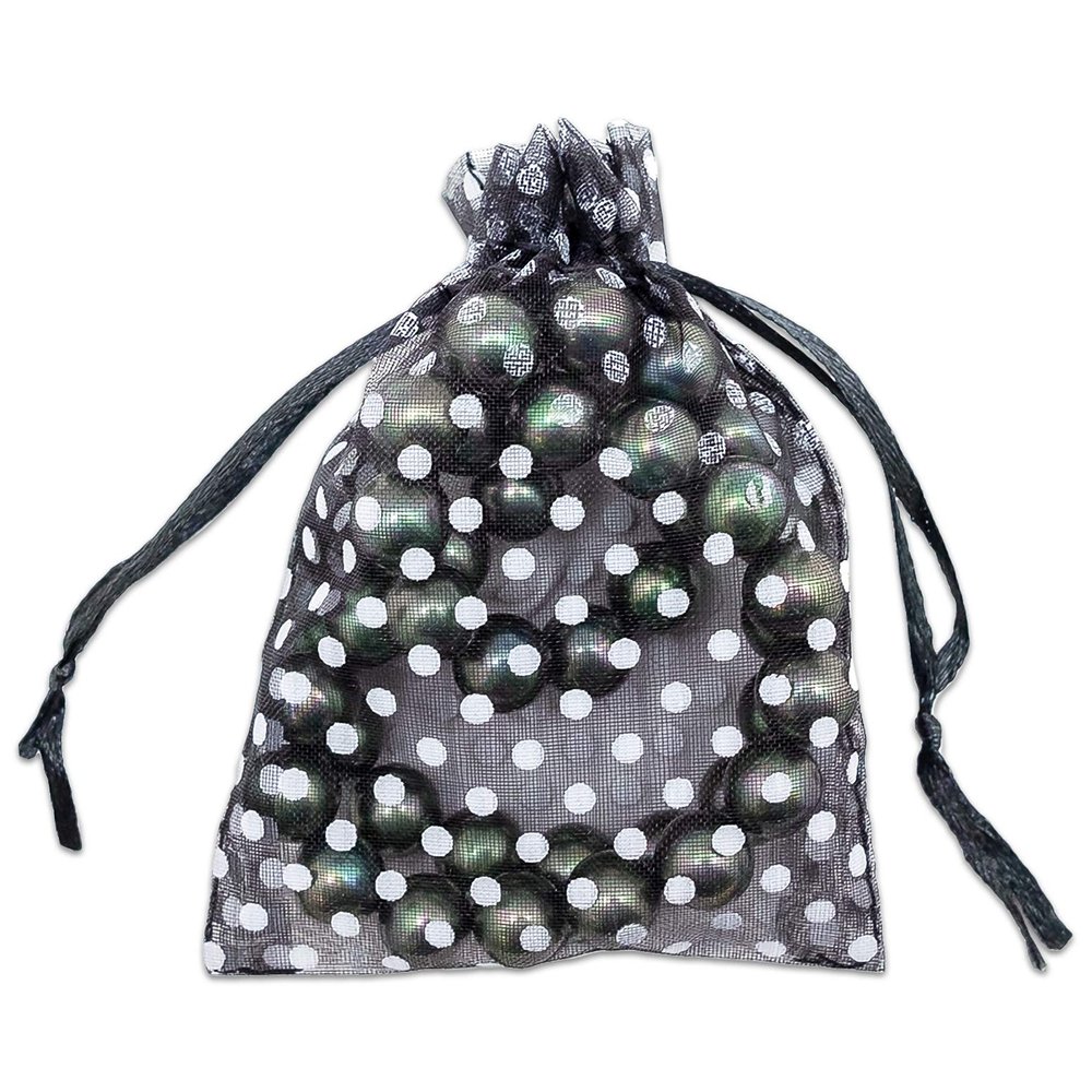 100-Pack 3x4 in Sheer Organza Gift Bags with Drawstring (Small) - Polka Dot (Black/White) - for Wedding Party Favors, Treats Mesh Pouch by The Display Guys
