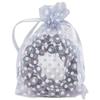 100-Pack 3x4 in Sheer Organza Gift Bags with Drawstring (Small) - Polka Dot (Silver/White) - for Wedding Party Favors, Treats Mesh Pouch by The Display Guys view 1