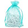 100-Pack 4x6 in Sheer Organza Gift Bags with Drawstring (Medium) - Polka Dot (Teal/White) - for Wedding Party Favors, Treats Mesh Pouch by The Display Guys view 1