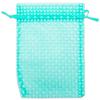 100-Pack 4x6 in Sheer Organza Gift Bags with Drawstring (Medium) - Polka Dot (Teal/White) - for Wedding Party Favors, Treats Mesh Pouch by The Display Guys view 2