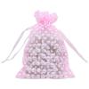 100-Pack 4x6 in Sheer Organza Gift Bags with Drawstring (Medium) - Polka Dot (Pink/White) - for Wedding Party Favors, Treats Mesh Pouch by The Display Guys view 1